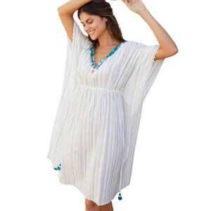 Anthropologie Duet Ocean Beaded Caftan Beach Coverup Size XS/S